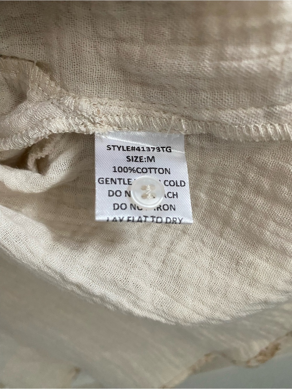Neuflora Cream Button-Front Blouse - Picture 4 of 5